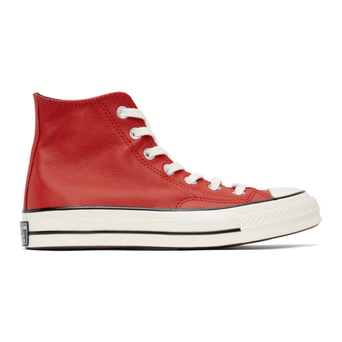 Photo: Converse Red Leather Chuck 70 Hi Sneakers