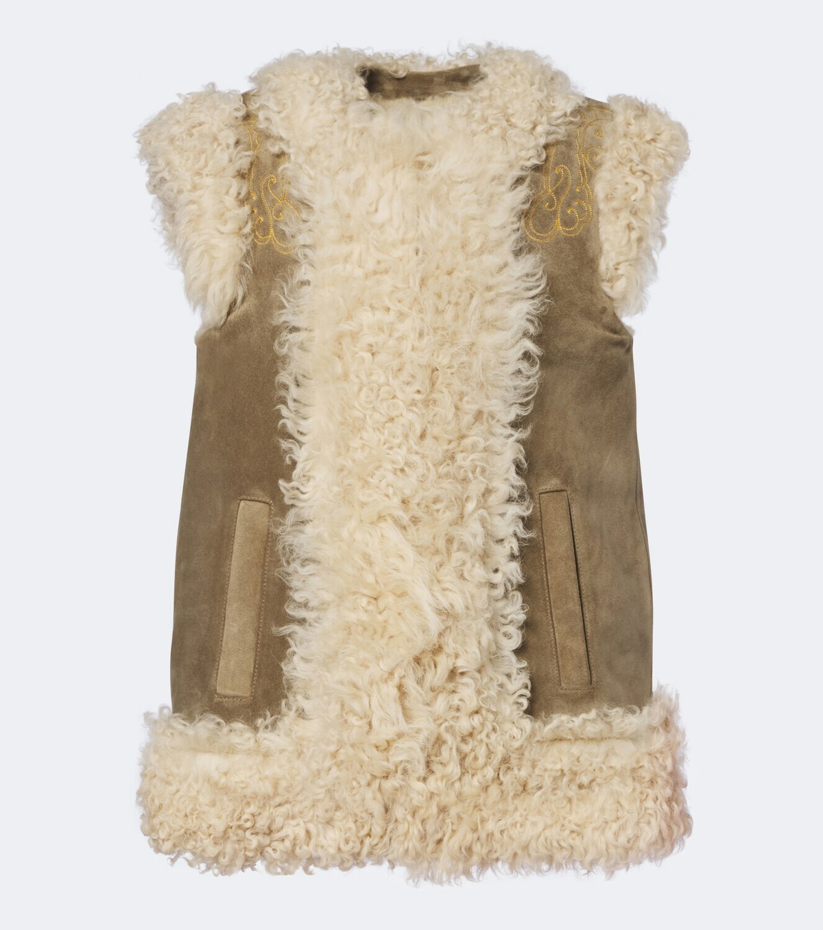 Etro Shearling-lined embroidered vest