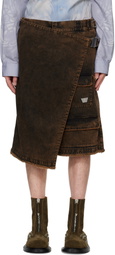 MISBHV Brown Ibiza Cargo Kilt Denim Shorts