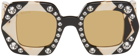 Gucci Black & Off-White Square Sunglasses
