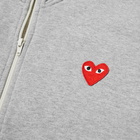 Comme des Garçons Play Men's Red Heart Zip Back Print Track Top in Grey