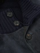 Incotex - Virgin Wool-Trimmed Suede Jacket - Blue