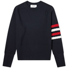 Thom Browne Diagonal Stitch Four Bar Stripe Merino Crew Neck