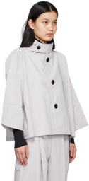 132 5. ISSEY MIYAKE Gray Flat Tuck Jacket
