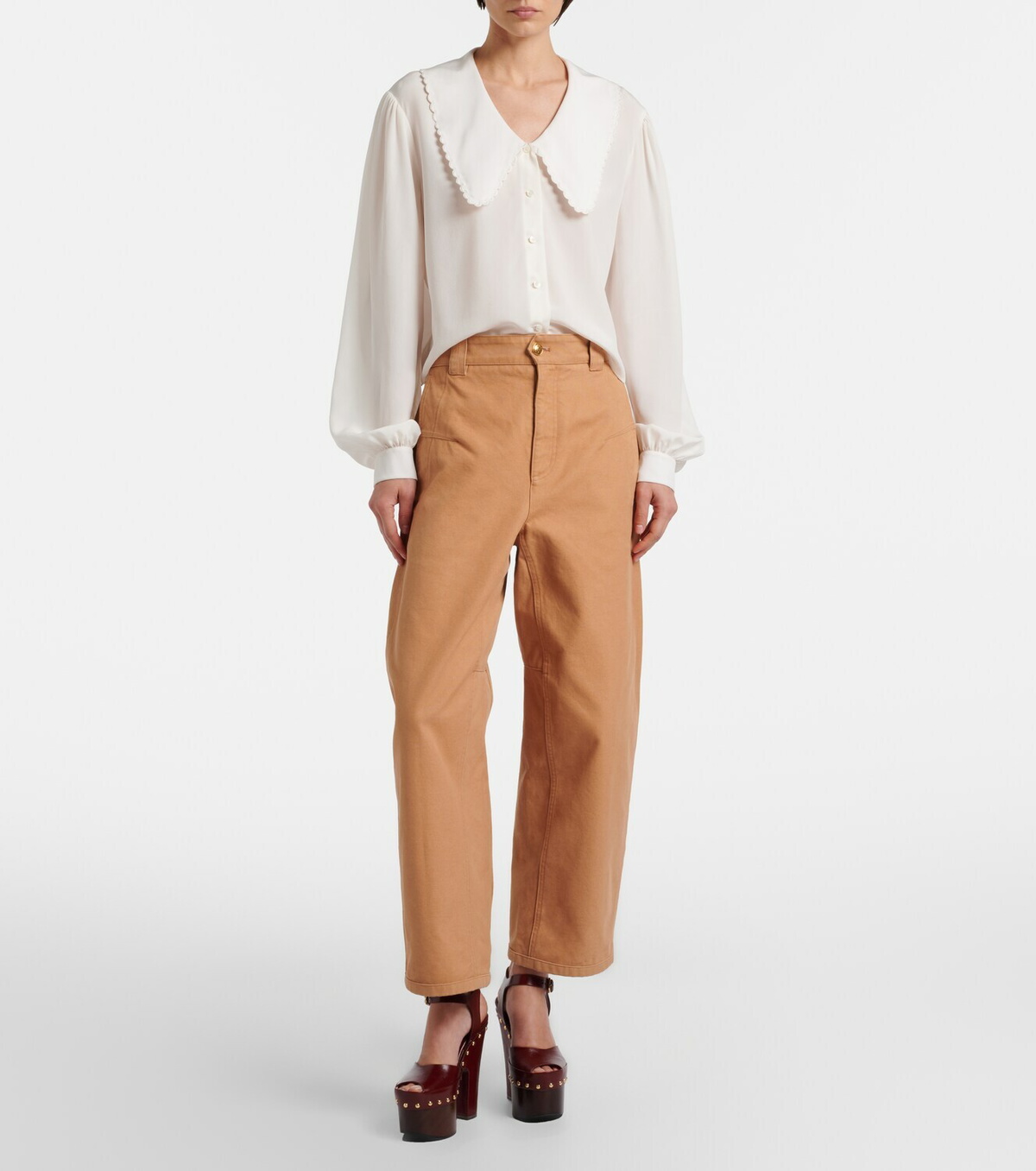 Chloé Scalloped silk shirt