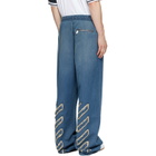 Off-White Navy Distress Diag Slouchy Highlighted Sweatpants
