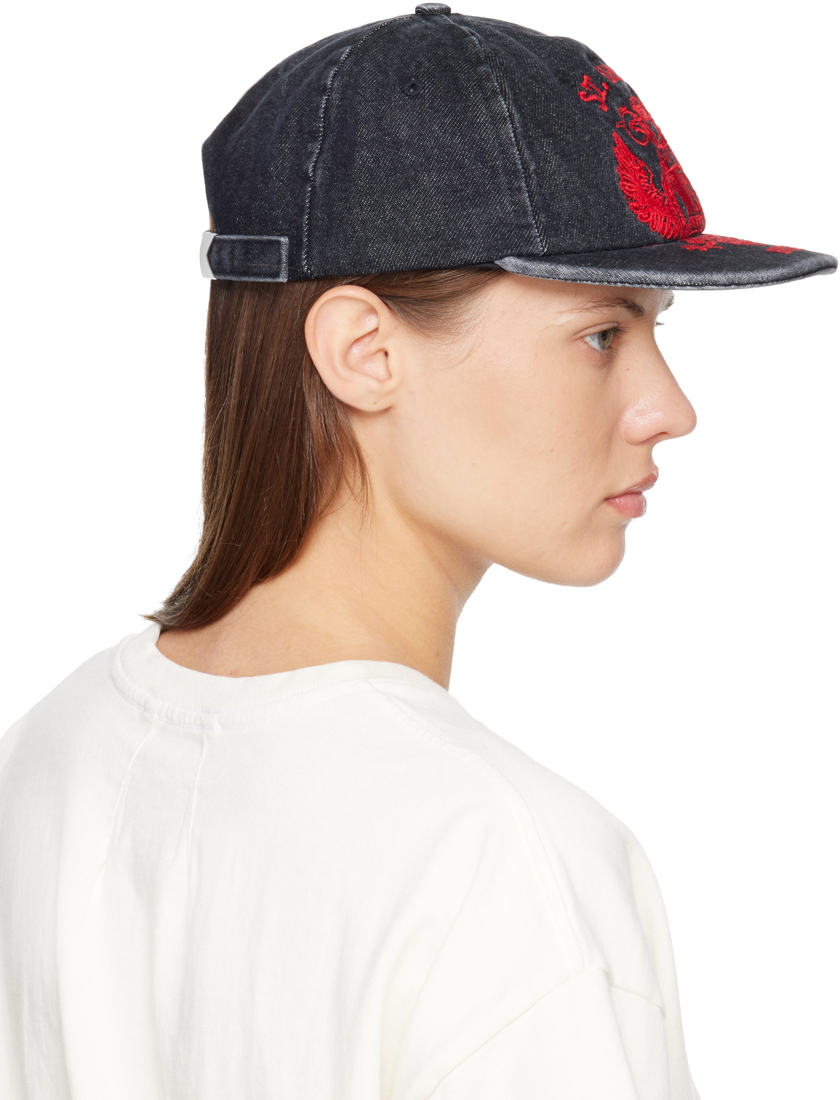 Rhude Black St. Rhude Seal Curved Brim Denim Cap
