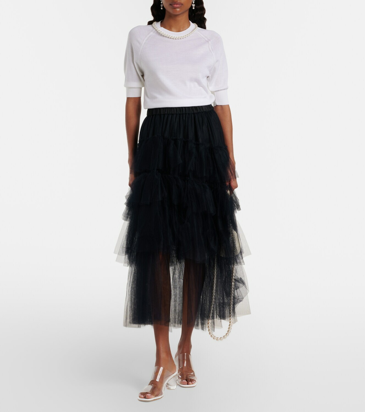 Simone Rocha Embellished wool and silk top