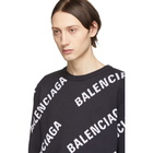 Balenciaga Navy and White Jacquard Logo Sweater