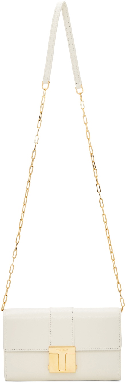 Tom Ford White Leather Tara Chain Shoulder Bag