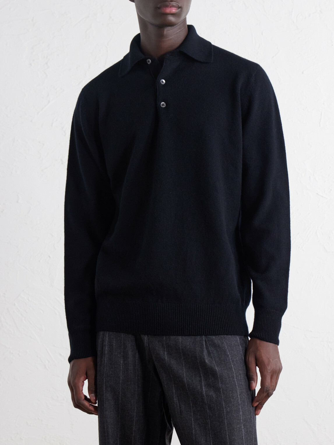 William Lockie - Wool Polo Sweater - Black