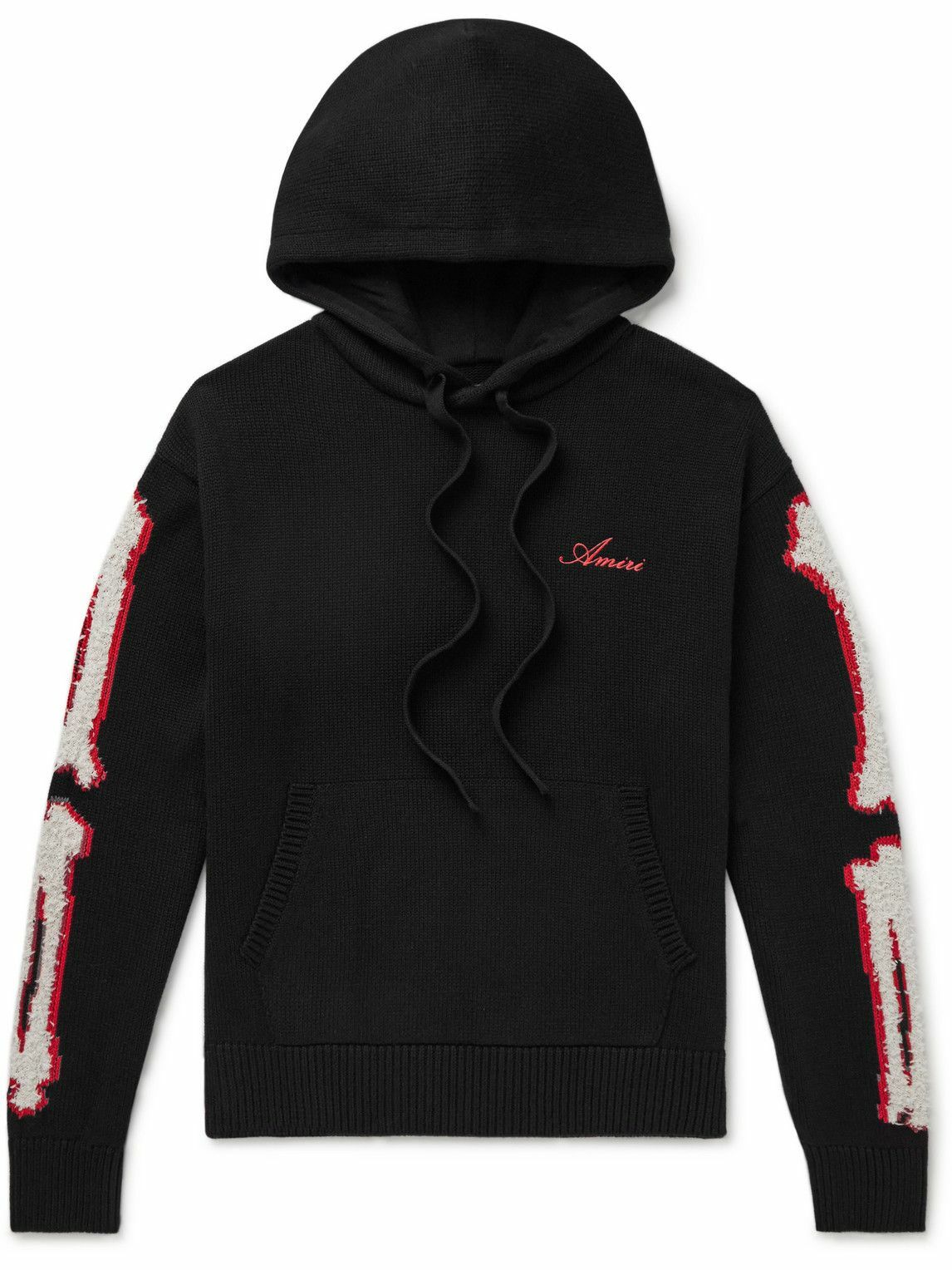 AMIRI - Bones Logo-Embroidered Intarsia Cotton-Blend Hoodie