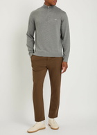 Gant Logo-embroidered Quarter-zip Cotton Jumper Dark Grey