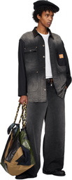 Khoki Black Vintage-Effect Work Trousers