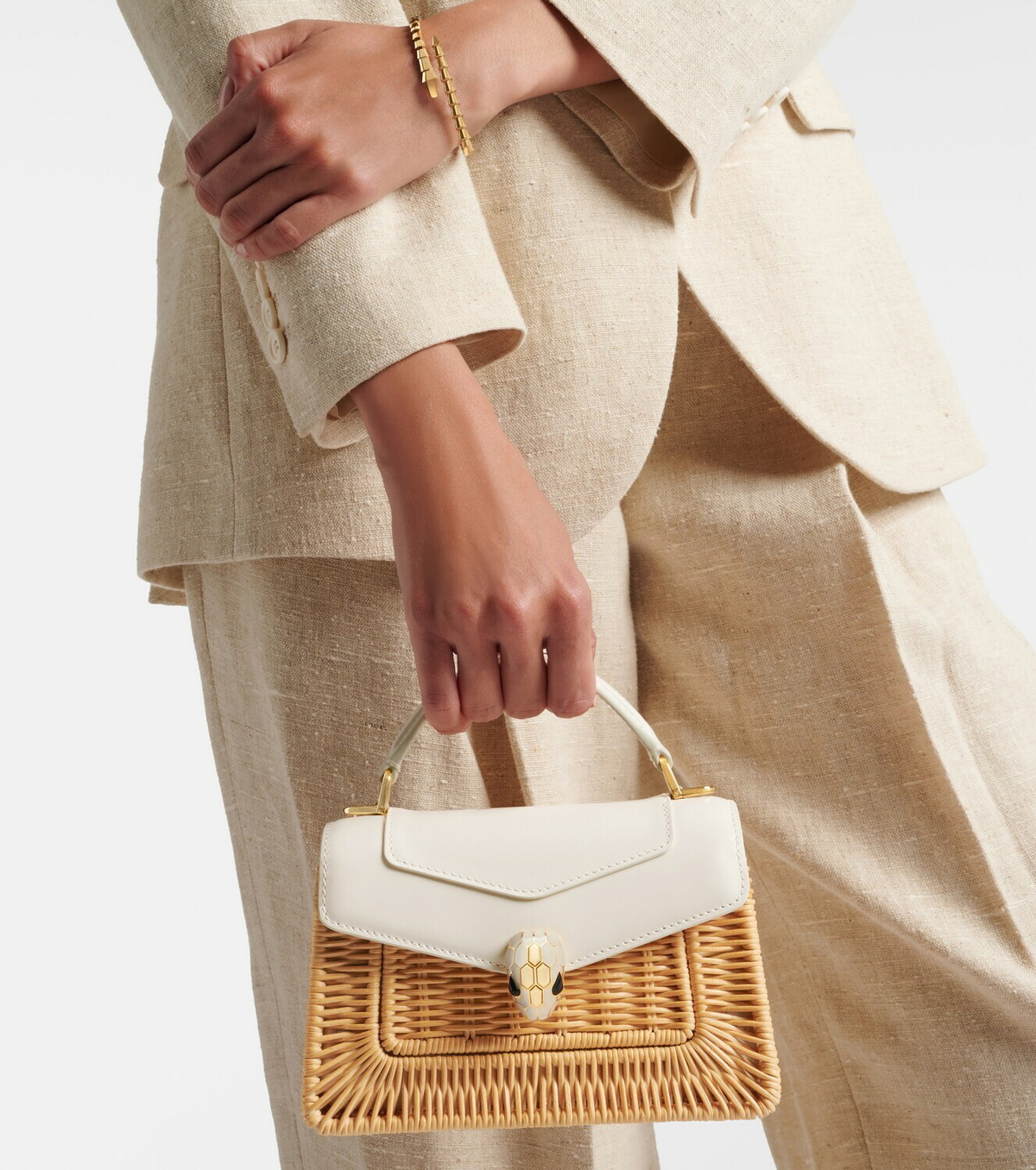 Bvlgari Serpenti Forever Mini wicker top-handle bag