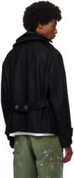 kolor Black Double Lapel Peacoat