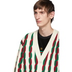 Gucci Off-White and Red Wool Cardigan