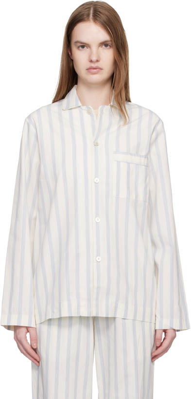 Photo: Tekla Off-White & Blue Poplin Long-Sleeved Pyjama Shirt