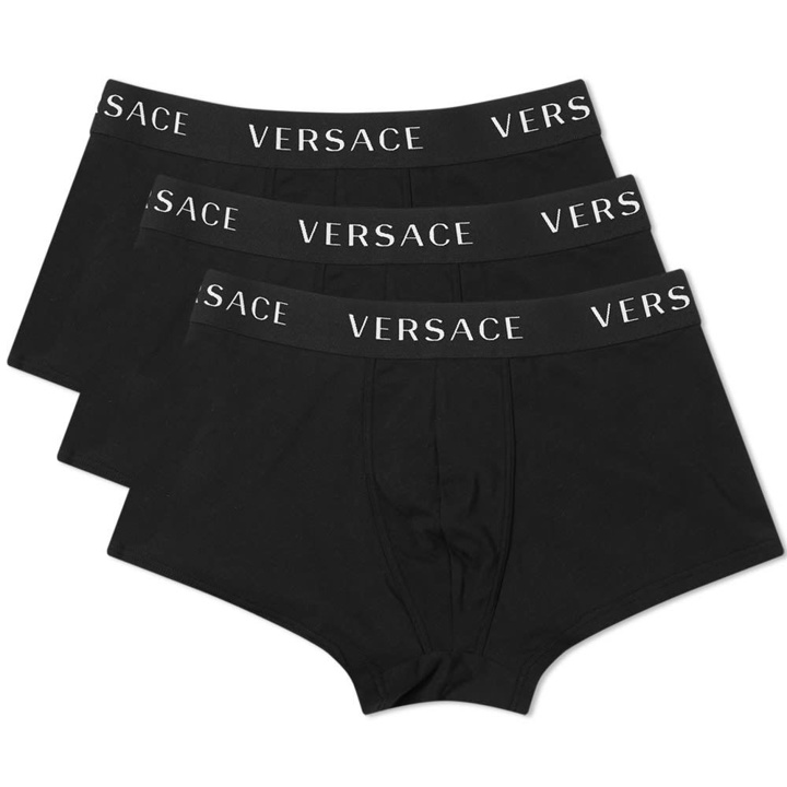 Photo: Versace Logo Waistband Trunks - 3 Pack