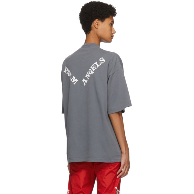 Palm Angels Mock Neck Logo T-Shirt Red & White