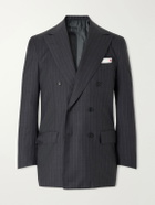 Kiton - Double-Breasted Pinstriped Wool Suit Jacket - Gray