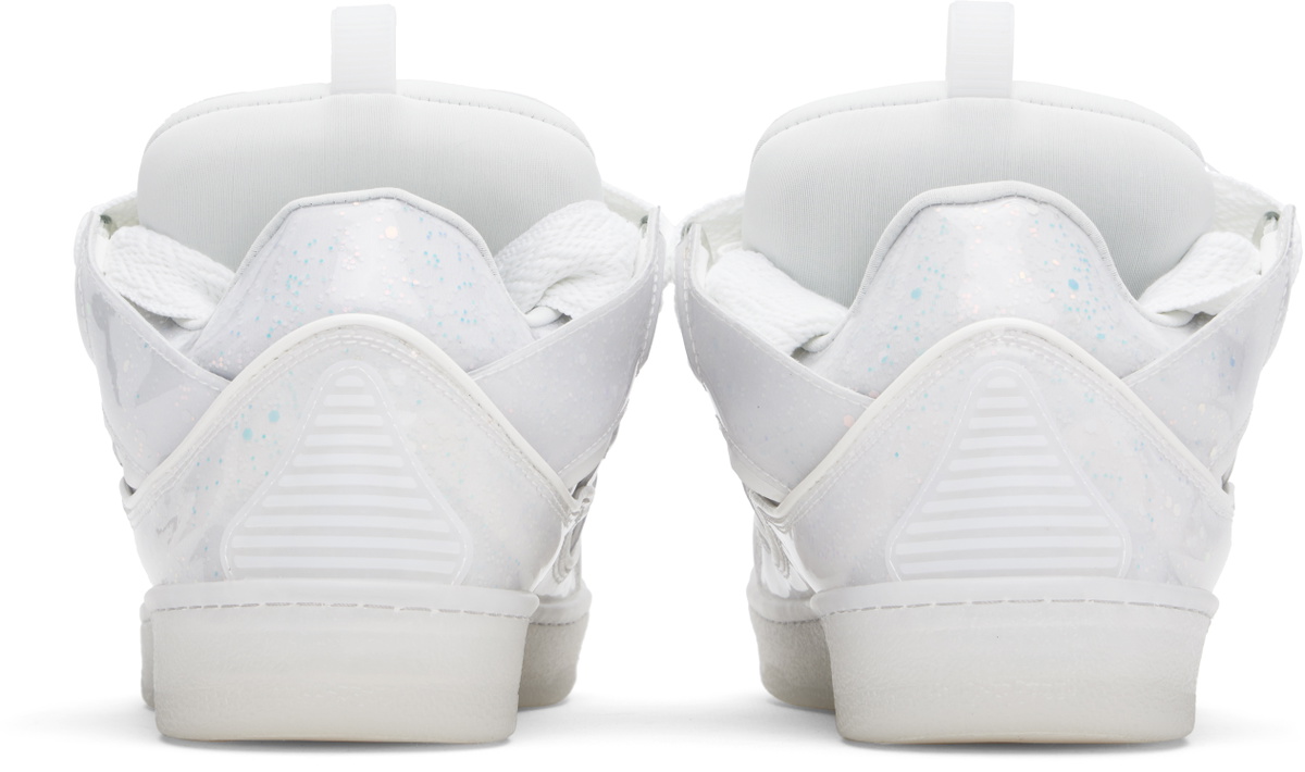 Lanvin White Leather Curb Glitter Effect Sneakers Lanvin