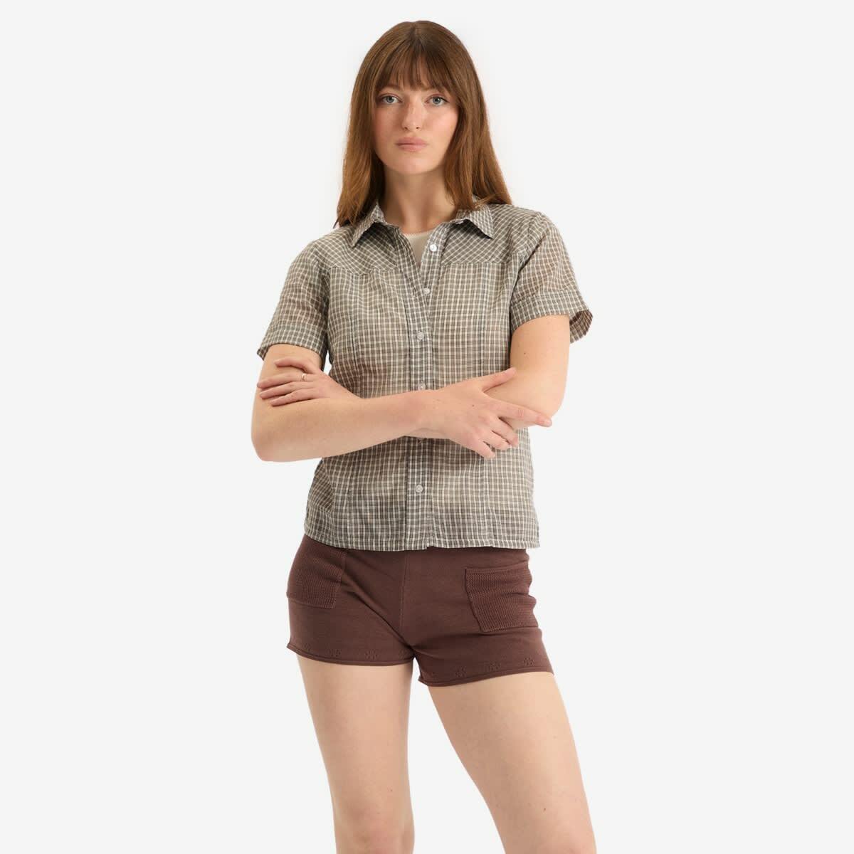 Fruity Booty Women's Check Blouse in Khaki