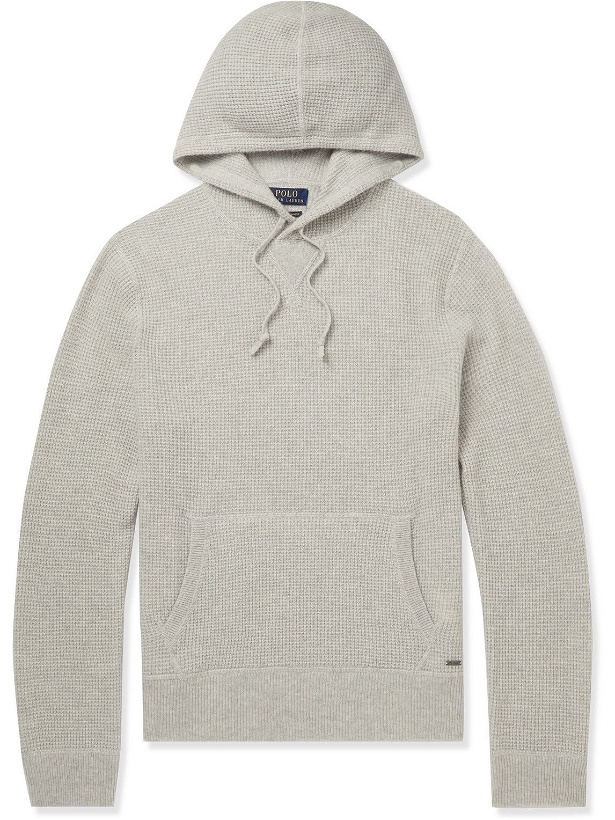 Photo: Polo Ralph Lauren - Waffle-Knit Cashmere Hoodie - Gray