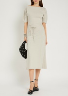 Lemaire Belted Off-the-shoulder Cotton-blend Midi Dress Off White