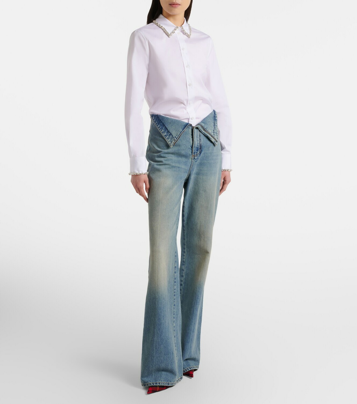 McQueen Embellished cotton poplin shirt