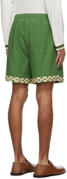 Bode Green Checkerboard Rugby Shorts