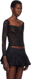 Yuhan Wang Black Off-Shoulder Lace Blouse