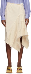 Dries Van Noten Off-White Asymmetric Denim Midi Skirt