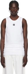 Balmain White 'PB' Embroidered Tank Top