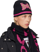 Chopova Lowena Black & Pink Cyber Butterfly Beanie