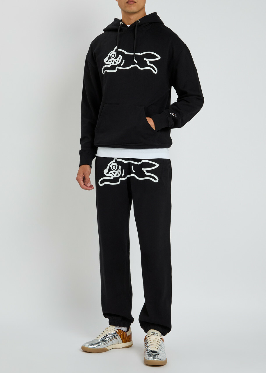 Ice Cream Running Dog Hooded Cotton Sweatshirt Black ICECREAM