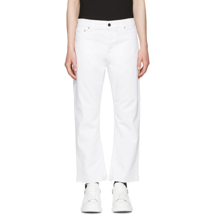 Alexander McQueen White Slit Hem Kickback Jeans Alexander McQueen