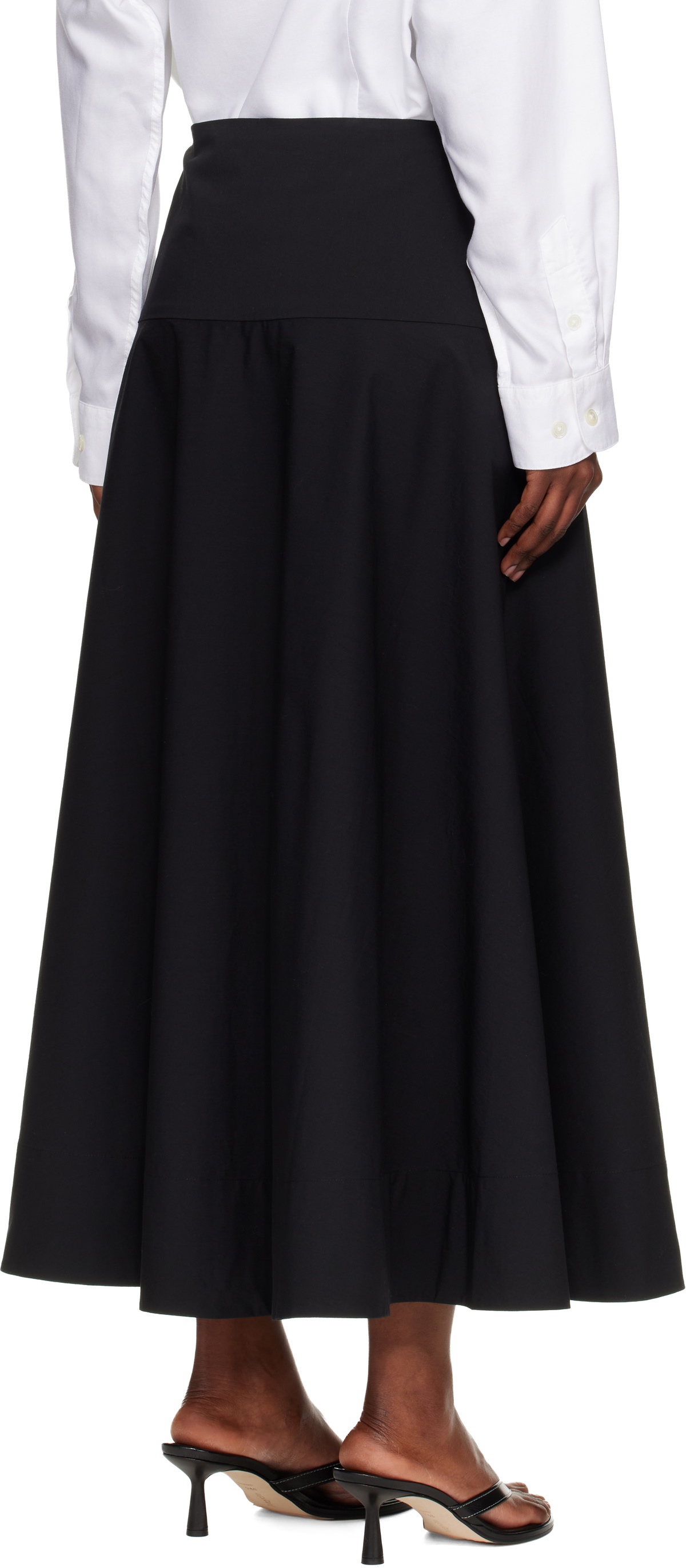St. Agni Black Cotton Circle Hem Maxi Skirt