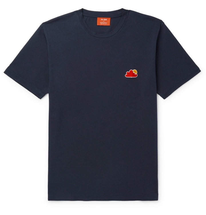 Photo: Sunspel - John Booth Appliquéd Cotton-Jersey T-Shirt - Blue