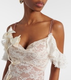 Self-Portrait Floral-appliqué lace gown