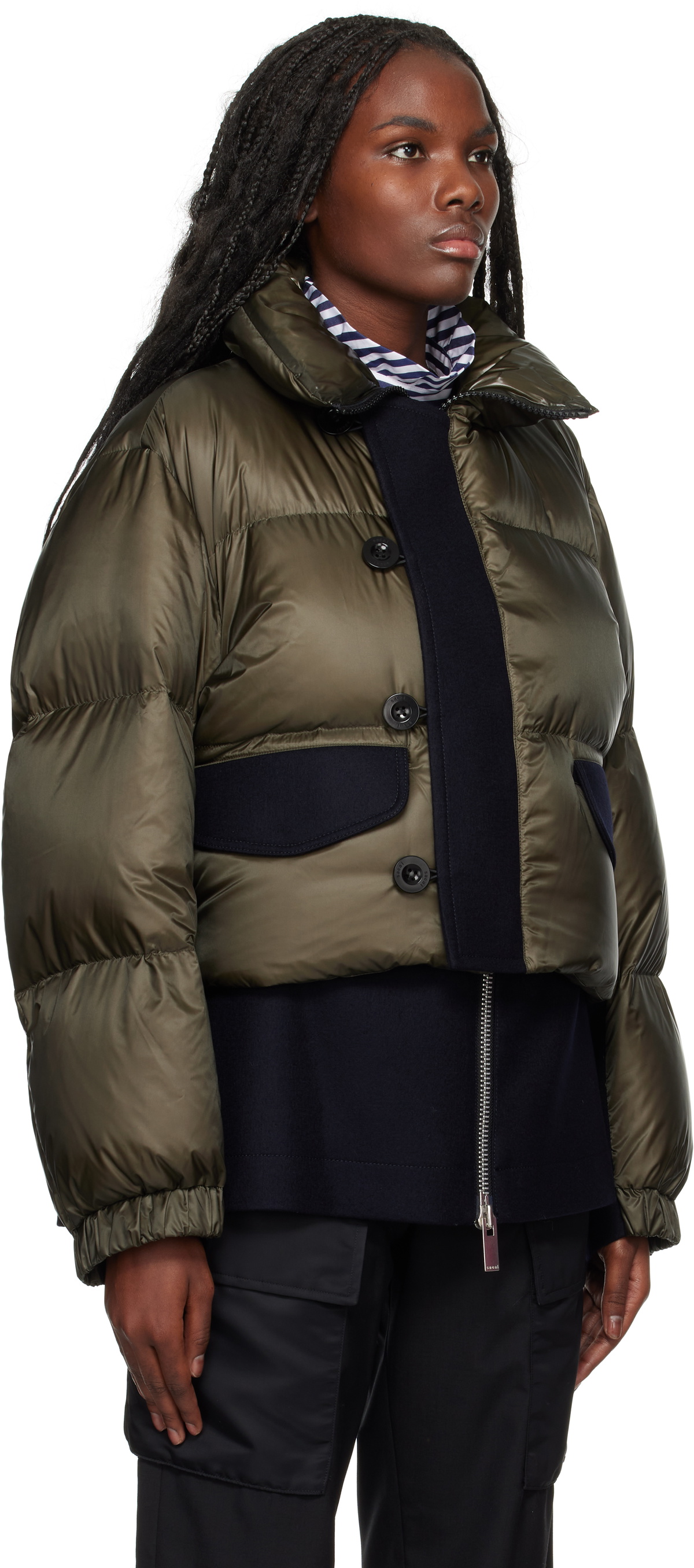 最終出品明日まで25AW sacai classic Puffer Jacket New Nike SACAI 800 Down Fill Puffer Jacket Wool XXL Quilted Gray