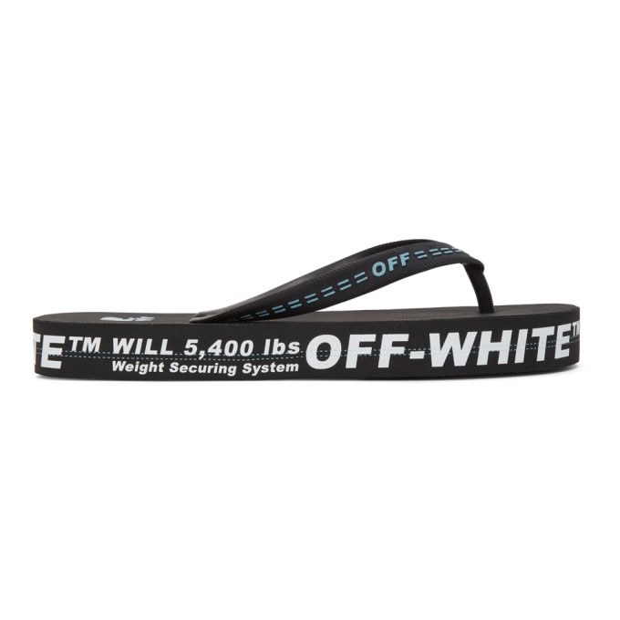 Photo: Off-White Black and White Weight Securing System Flip Flops