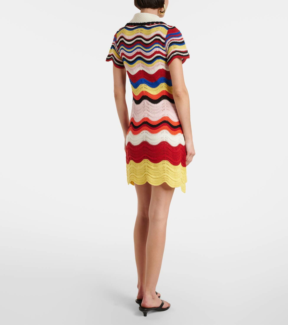 la double j crochet dress Perry scalloped striped cotton midi dress - multi