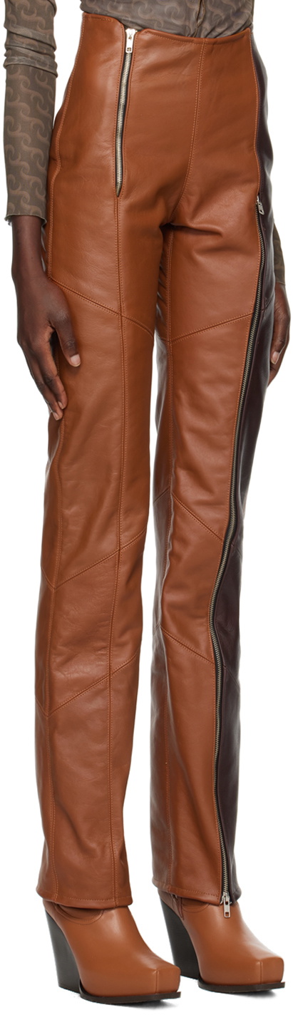 Jade Cropper Brown Zip Vent Leather Pants