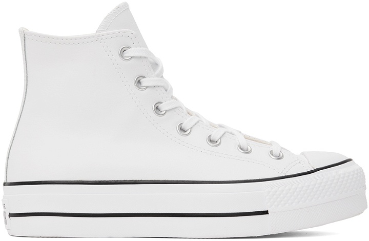 Photo: Converse White Chuck Taylor All Star Lift Leather High Top Sneakers