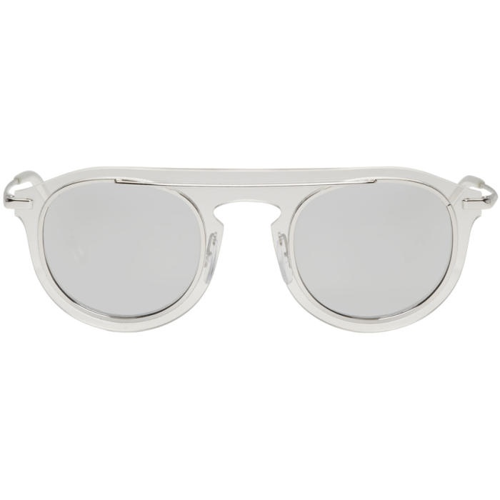 Photo: Dolce and Gabbana Silver Flat Frame Sunglasses