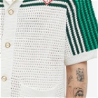 Casablanca Men's Crochet Tennis Shirt in Green/White