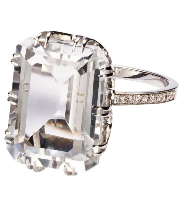 Photo: Ileana Makri Oblong 18kt white gold ring with topaz and diamonds