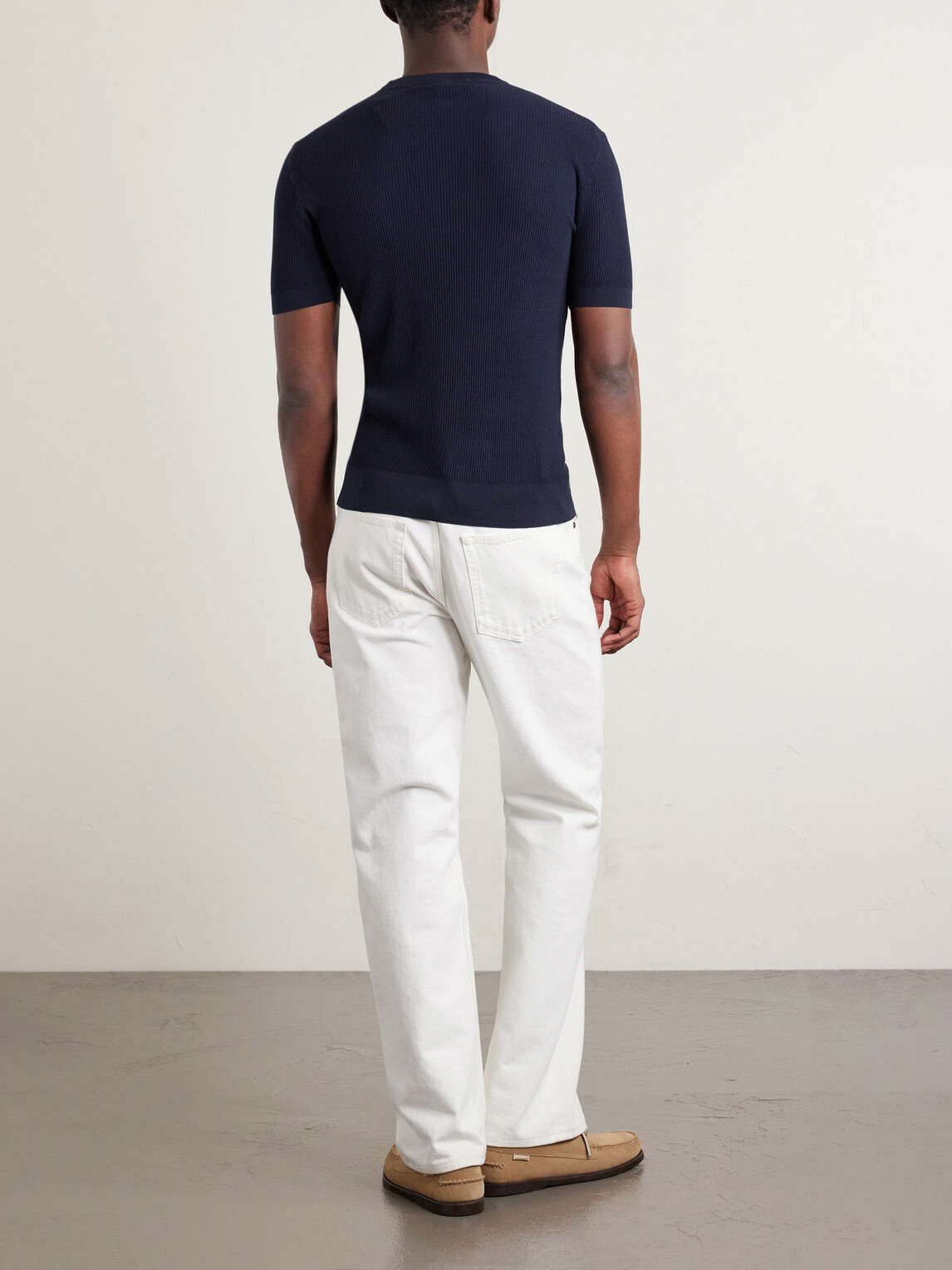 FEDELI - Ribbed Cotton T-Shirt - Blue