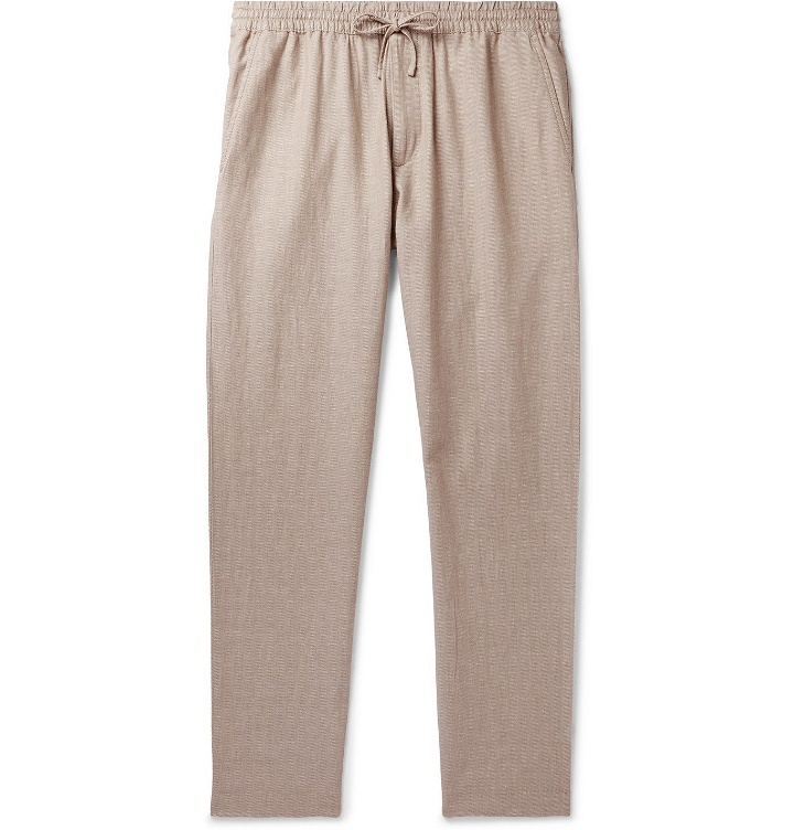 Photo: Club Monaco - Tapered Stretch Cotton and Linen-Blend Drawstring Trousers - Neutrals